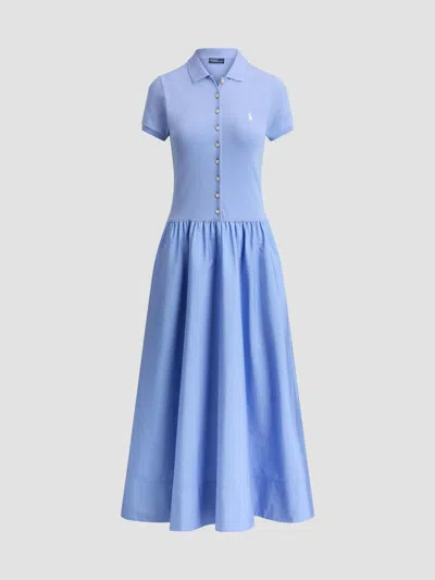Polo Ralph Lauren Women's Hybrid Mesh Polo Midi Dress In Blue