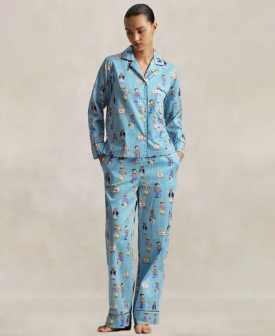 Polo Ralph Lauren Women's Iconic Bear Madison Pajama Set In Blue