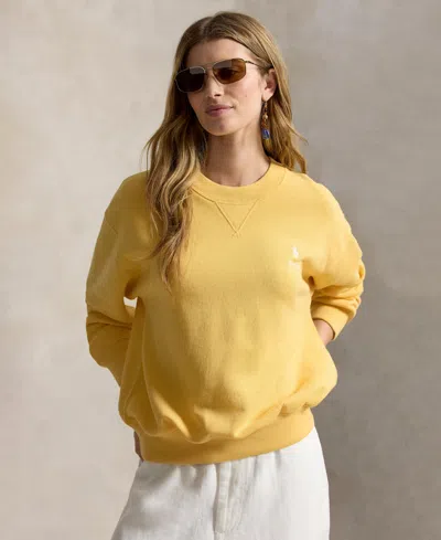 Polo Ralph Lauren Women's Island Fleece Crewneck Long-sleeve Sweatshirt In Yellow