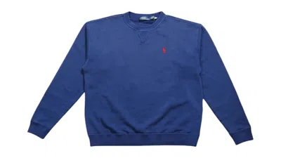 Pre-owned Polo Ralph Lauren Women's Island Fleece Long Sleeve Sweatshirt In Harrison Blue