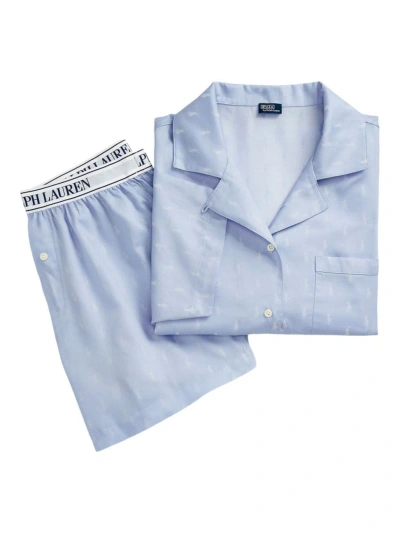 Polo Ralph Lauren Jacquard Polo Player Pyjama Set In Blue