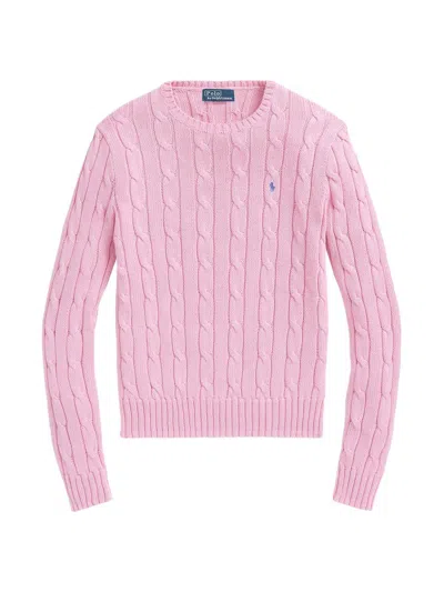 Polo Ralph Lauren Women's Julianna Cable-knit Cotton Crewneck Sweater In Pink