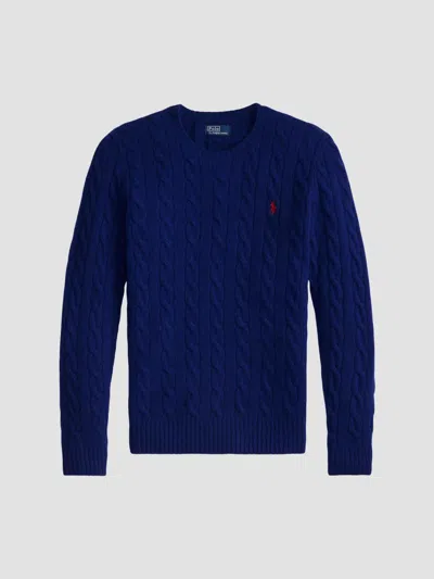 Polo Ralph Lauren Women's Julianna Cable-knit Wool-cashmere Crewneck Sweater In Blue