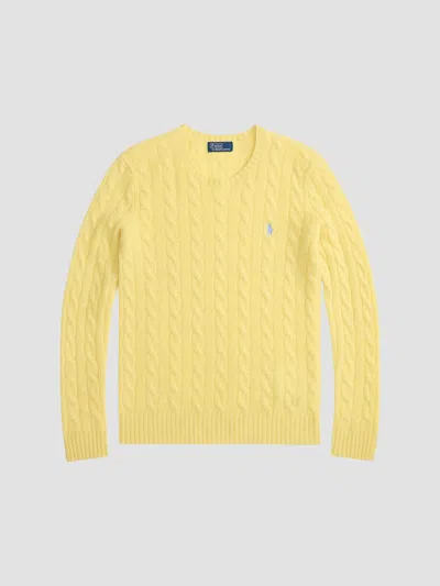 Polo Ralph Lauren Polo Sweater In Cable Knit Regular Fit In Yellow