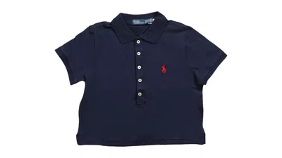 Pre-owned Polo Ralph Lauren Women's Knit Collar Polo Shirt In Newport Navy Blue