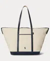 Polo Ralph Lauren Women's Leather-trim Canvas Large Shopper Tote