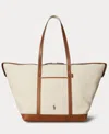 Polo Ralph Lauren Women's Leather-trim Canvas Large Shopper Tote