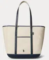 Polo Ralph Lauren Women's Leather-trim Canvas Medium Shopper Tote
