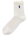 Polo Ralph Lauren Women's Lettuce Edge Anklet Socks 79132 In White