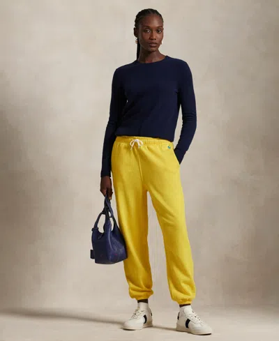 Polo Ralph Lauren Women's Lightweight Fleece Athletic Sweatpants In Lemon Crush