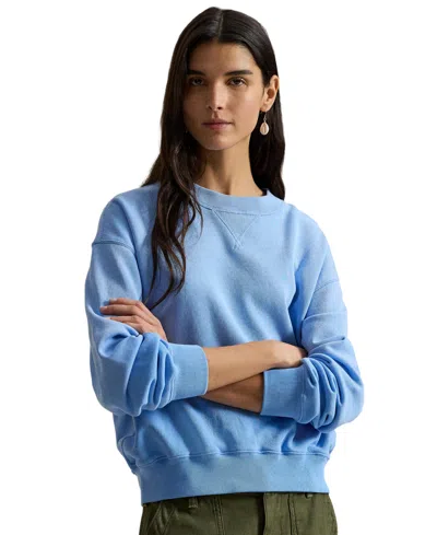 Polo Ralph Lauren Women's Lightweight Fleece Crew Neck Sweatshirt In Chatham Blue