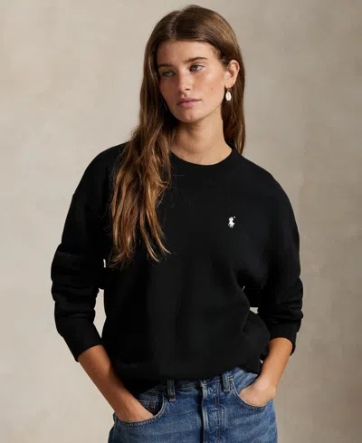 Polo Ralph Lauren Women's Lightweight Fleece Crew Neck Sweatshirt In Polo Black