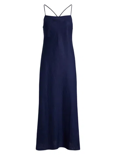 Polo Ralph Lauren Women's Linen A-line Maxi Dress In Blue