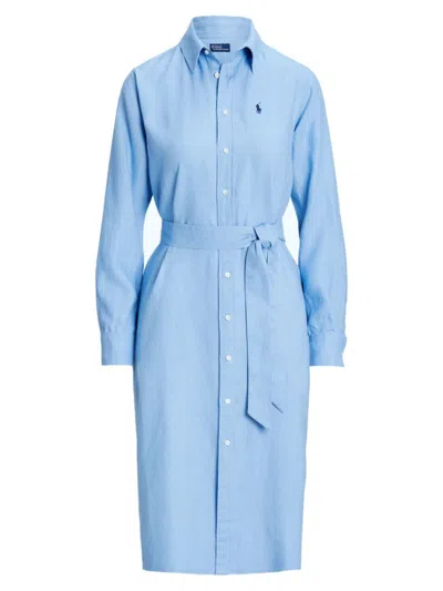 Polo Ralph Lauren Women's Linen Belted Shirtdress In Carolina Blue