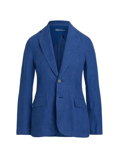 Polo Ralph Lauren Women's Linen Single-breasted Blazer In Blue
