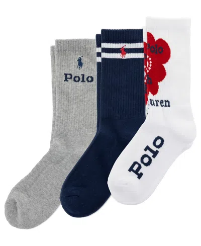 Polo Ralph Lauren Women's Logo Detail Crew Socks, 3-pack In Multi