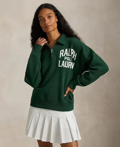 Polo Ralph Lauren Women's Logo Fleece Quarter-zip Sweatshirt In Green
