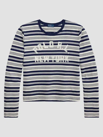 Polo Ralph Lauren Women's Logo Striped Jersey Long-sleeve T-shirt