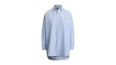 Pre-owned Polo Ralph Lauren Women's Long Sleeve Oxford Collared Sport Shirt In Blue