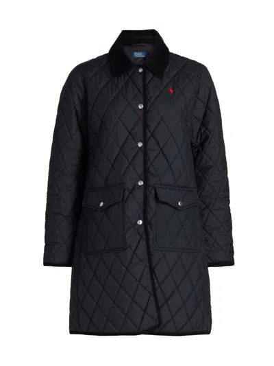 Polo Ralph Lauren Women's Matte Diamond-quilted Barn Jacket In Black