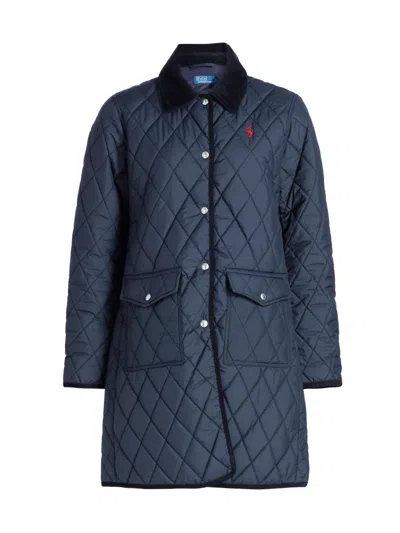 Polo Ralph Lauren Women's Matte Diamond-quilted Barn Jacket In Blue