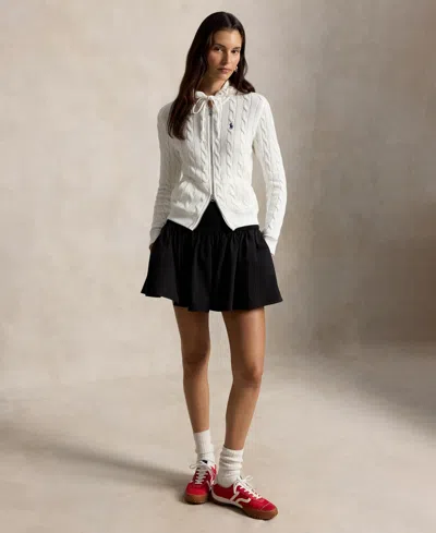 Polo Ralph Lauren Women's Mid-rise Flounce A-line Mini Skirt In Black