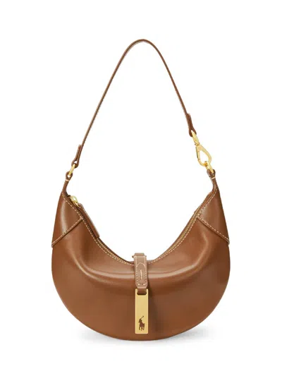 Polo Ralph Lauren Women's Mini Polo Id Leather Shoulder Bag In Brown