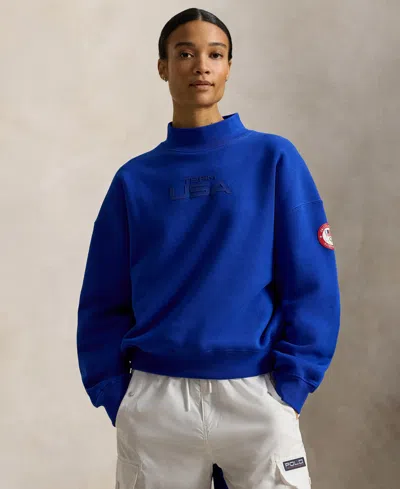 Polo Ralph Lauren Women's Mock Neck Pull-on Sweatshirt In Blue