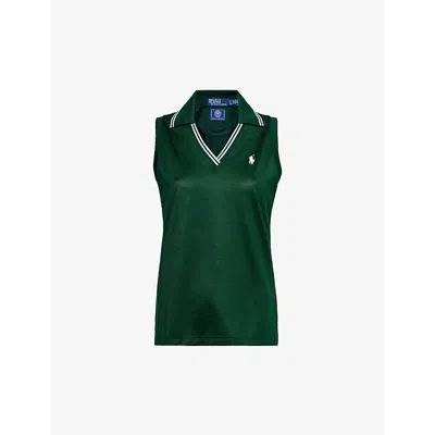Polo Ralph Lauren Womens Moss Agate X Wimbledon Recycled-polyester And Cotton-blend Polo Shirt