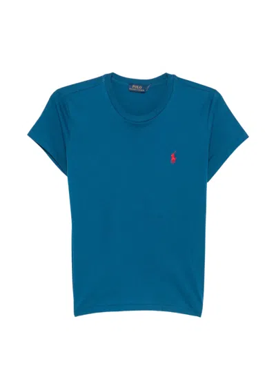 Polo Ralph Lauren Women Navy Logo Crew Neck T-shirt In Multi