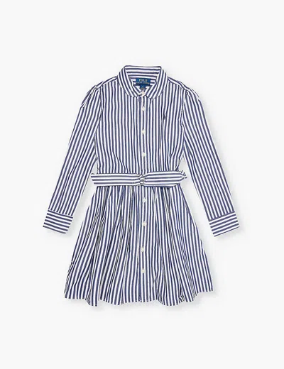 Polo Ralph Lauren Girls' Hadlee Striped Cotton-blend D In Navy Mu