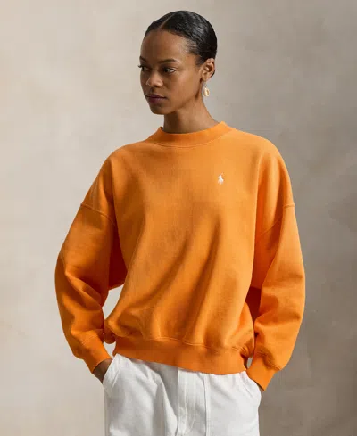 Polo Ralph Lauren Women's Oversized Back-logo Crewneck Top In Orange