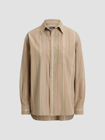Polo Ralph Lauren Women's Oversized Stripe Cotton Button-front Shirt In Neutral