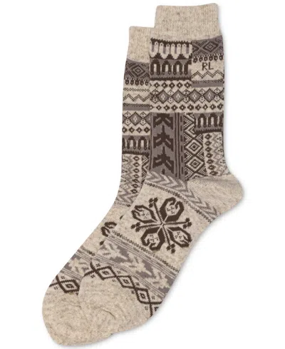 Polo Ralph Lauren Women's Patchwork Geo Dress Socks 79427 In Brown