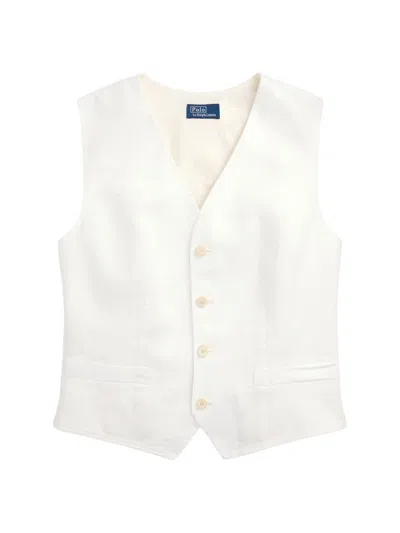 Polo Ralph Lauren Linen Tailored Vest For Men In Bianco
