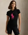 Polo Ralph Lauren Pink Pony Graphic Crew-neck T-shirt In Black