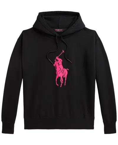 Polo Ralph Lauren Women's Pink Pony Fleece Long-sleeve Hoodie In Black