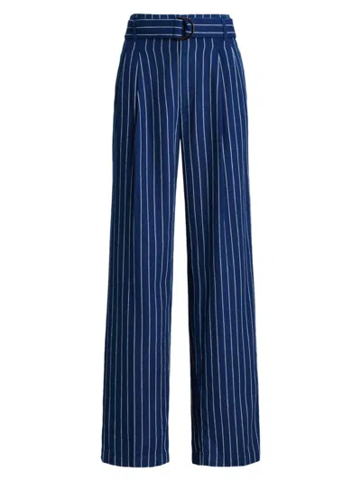 Polo Ralph Lauren Women's Pinstriped Twill Wide-leg Pants In Blava Wash