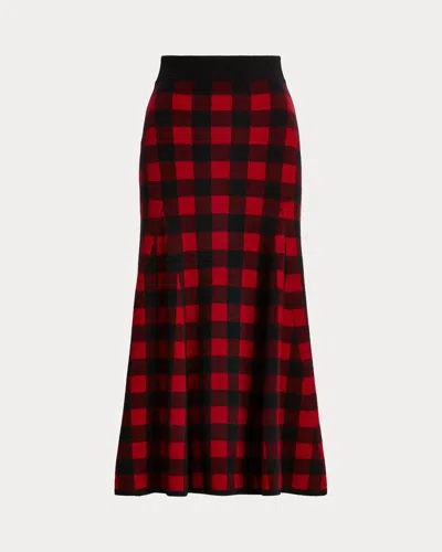 Polo Ralph Lauren Women's Plaid Merino Wool A-line Midi Skirt In Red, Black In Multi
