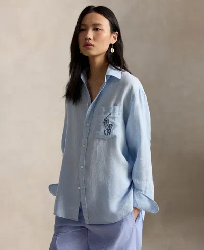 Polo Ralph Lauren Women's Point Collar Long-sleeve Shirt In Blue