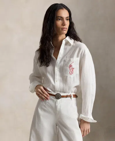 Polo Ralph Lauren Women's Point Collar Long-sleeve Shirt In White