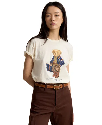 Polo Ralph Lauren Polo Teddy Bear Graphic Cotton T-shirt For Women In White