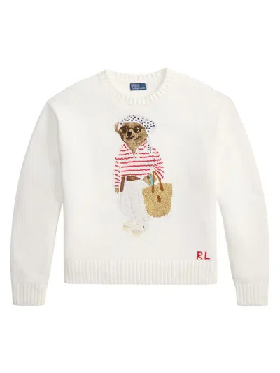 Polo Ralph Lauren Women's Polo Bear Cotton Sweater In White
