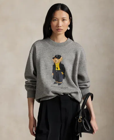 Polo Ralph Lauren Women's Polo Bear Fleece Crewneck Sweatshirt In Gray