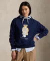 Polo Ralph Lauren Brushed Cotton Blend Sweatshirt With Iconic Polo Bear In Blue