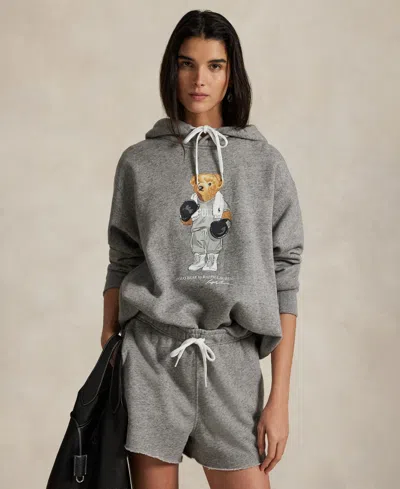Polo Ralph Lauren Women's Polo Bear Fleece Hoodie In Dark Vintage Heather