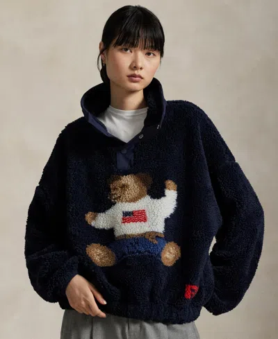 POLO RALPH LAUREN WOMEN'S POLO BEAR HIGH-PILE FLEECE MOCKNECK SWEATER