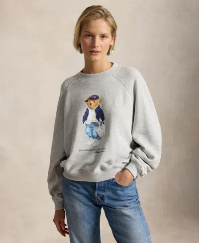 Polo Ralph Lauren Women's Polo Bear Lightweight Fleece Crewneck Sweatshirt In Gray