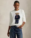 Polo Ralph Lauren Womens Deckwash White Multi Polo Bear Round-neck Linen-cotton Knitted Jumper In White
