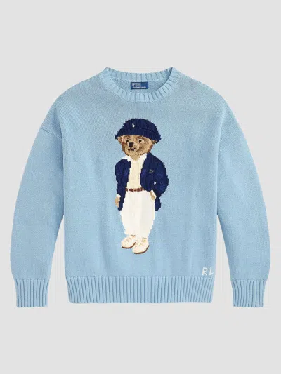 Polo Ralph Lauren Bear Motif Oversized Cotton Knit Jumper In Multi